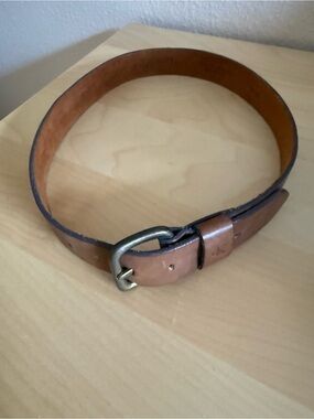 Calvin Klein Brown Leather Belt with Brass Buckle Sz. S